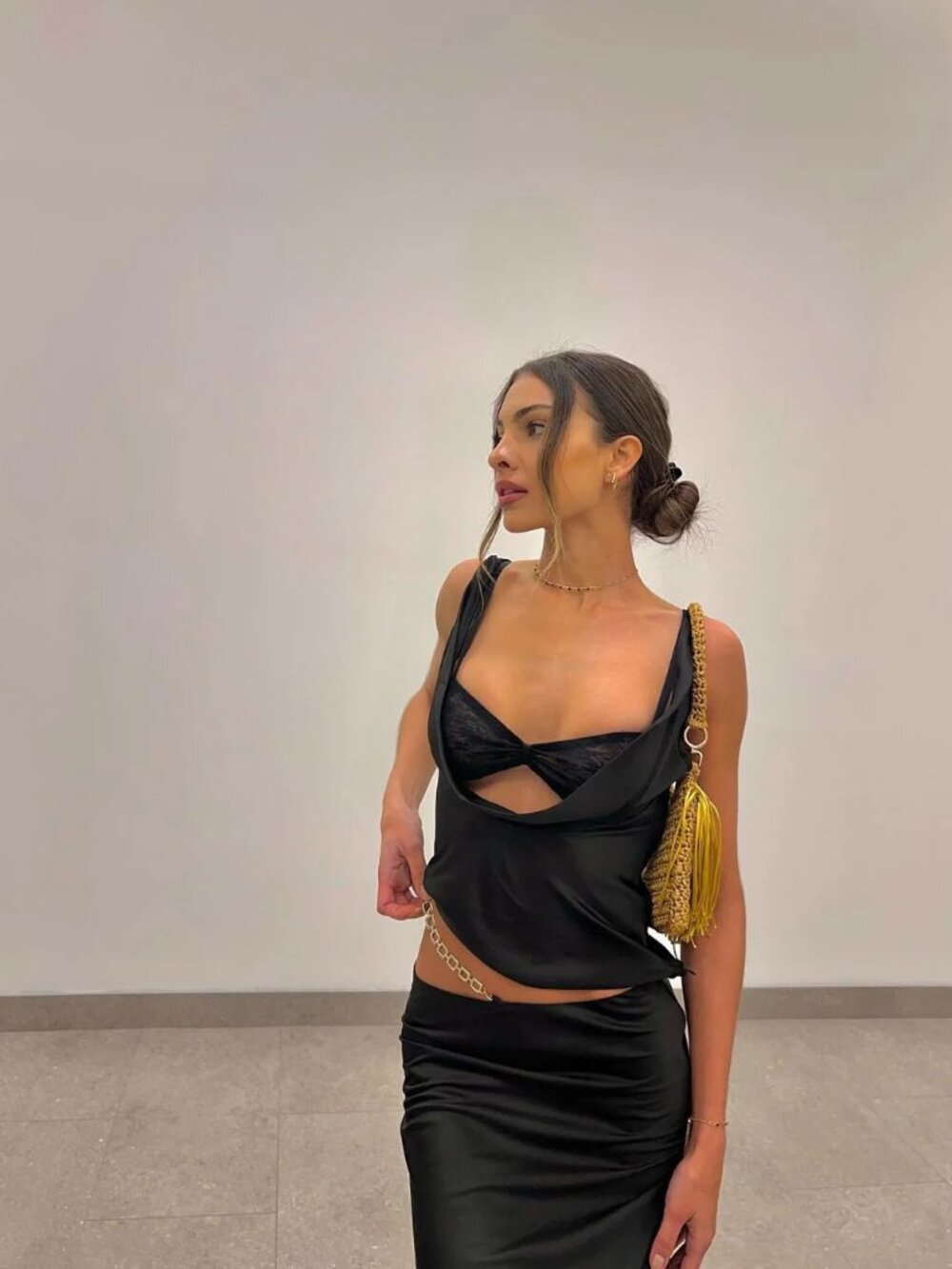 Lioness Marmont Black Satin Slip Maxi Skirt The Pia Mance Edit